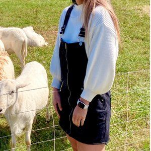 Black Superdown (Revolve brand) Distressed Overall Skirt/Dress